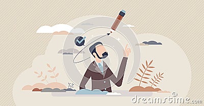 Priming process as psychological technique for thoughts tiny person concept Vector Illustration