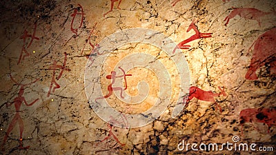 Primitive ancient art on a cave wall Stock Photo