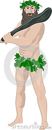 Primitive man with a big cudgel Vector Illustration