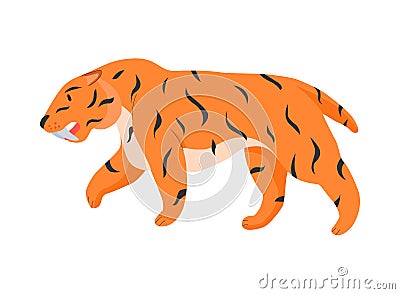 Sabre Toothed Tiger Composition Vector Illustration