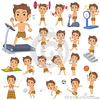 Primitive man loincloth style Sports & exercise Vector Illustration