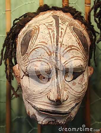 Primitive frightening mask from Papua New Guinea, Australia Editorial Stock Photo