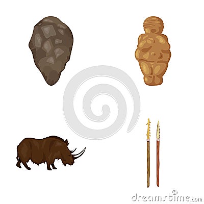 Primitive, woman, man, cattle .Stone age set collection icons in cartoon style vector symbol stock illustration web. Vector Illustration