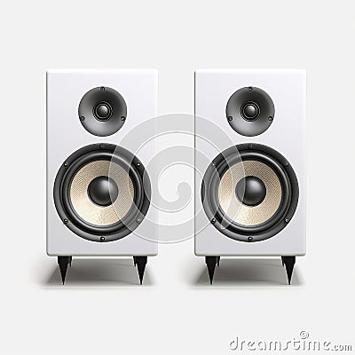 Primitivist Style White Speakers With Gothic Revival Influence Stock Photo