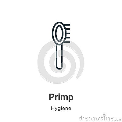Primp outline vector icon. Thin line black primp icon, flat vector simple element illustration from editable hygiene concept Vector Illustration