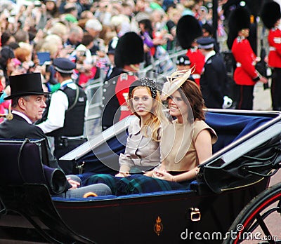 Prince Andrew with Princess Beatrice & Princess Eugenie Editorial Stock Photo