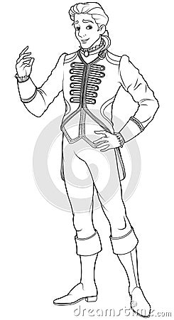 Prince Charming Coloring Page Vector Illustration