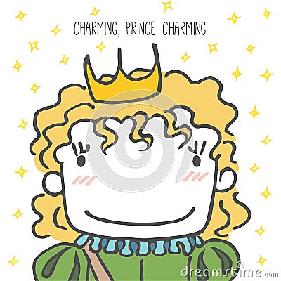 Prince charming postcard Vector Illustration