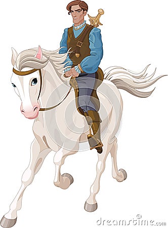 Prince Charming riding on a horse Vector Illustration