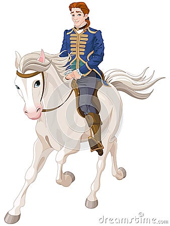 Prince Charming riding a horse Vector Illustration