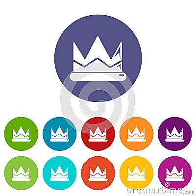 Prince crown icons set vector color Vector Illustration