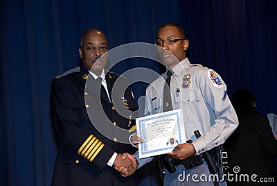 Police Chief presents an award during an awards presentation in Landover, Marylande Editorial Stock Photo