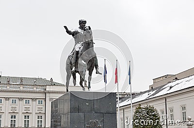 Prince Jozef Poniatowski equestrian statue in Warsaw, Poland. Editorial Stock Photo