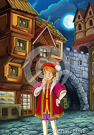 Prince and the Pauper - Prince or princess castles - knights and fairies - illustration for the children Cartoon Illustration