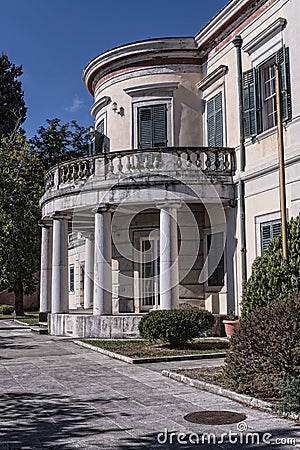 Mon Repos palace which was built in 1924 by High Commissioner Frederick Adam and became later property of the Greek royal family Editorial Stock Photo