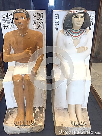 Prince Rahotep and Nofret Sculpture 4th dynasty Editorial Stock Photo