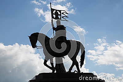 Prince Vladimir on horse bishop located city Vladimir Russian Stock Photo