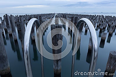 Princes Pier Pylons, Melbourne, Australia Stock Photo