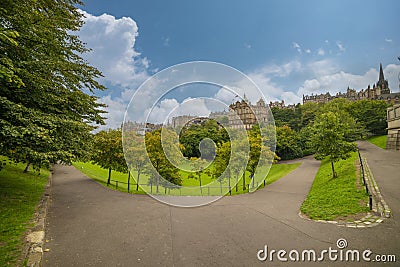 Princes Street Gardens, beautiful park in Edinburgh Stock Photo