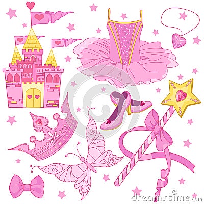 Princess Ballerina Set Vector Illustration