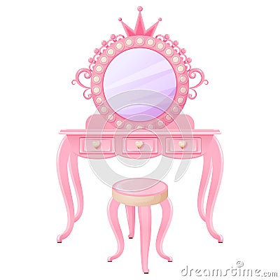 Princess or barbie makeup table Vector Illustration