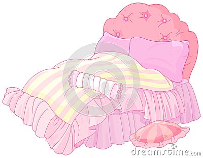 Princess Bed Vector Illustration