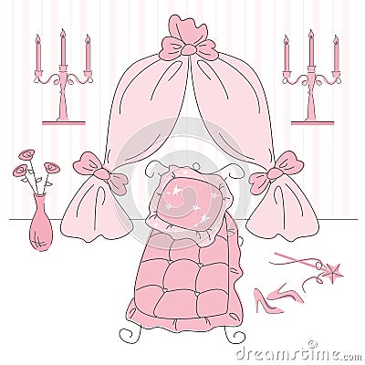 Princess bedroom Vector Illustration