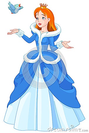 Princess and Bird Vector Illustration