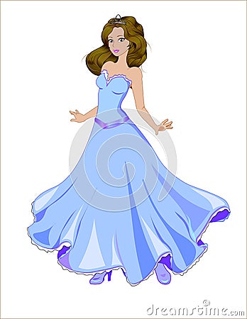 Princess in blue dress Vector Illustration