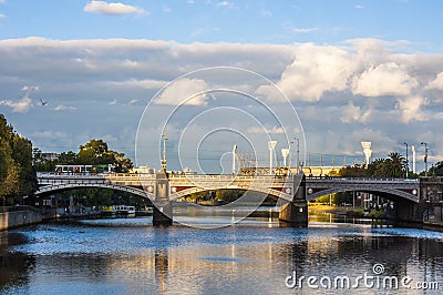 Princess Bridge in Melbourne at dusk Stock Photo