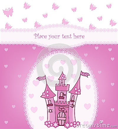 Princess card with Magic Castle Vector Illustration