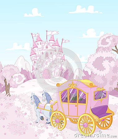 Princess Carriage Back to Kingdom Vector Illustration