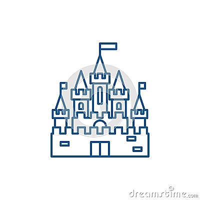 Princess castle line icon concept. Princess castle flat vector symbol, sign, outline illustration. Vector Illustration
