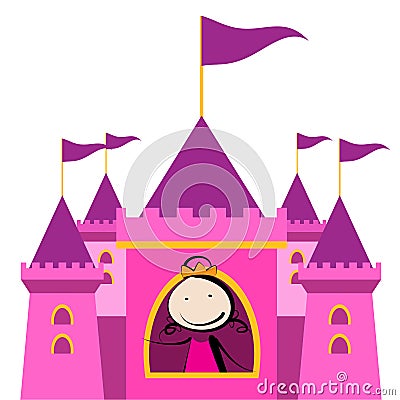 Princess in castle Vector Illustration