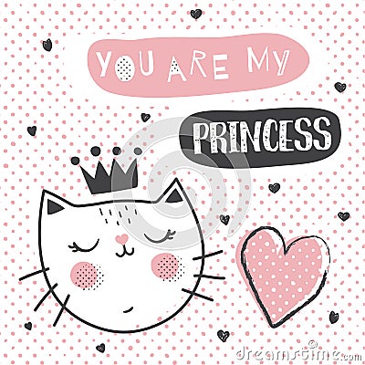 Princess cat Vector Illustration