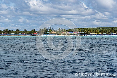 Princess Cays Bahamas from tender heading ashore Stock Photo