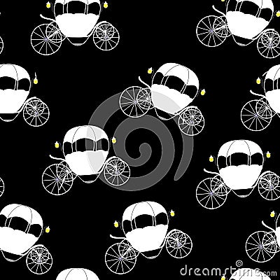 Princess Cinderella Fairytale Carriage. Seamless Pattern. Vector Vector Illustration