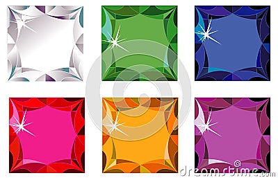 Princess cut precious stones with sparkle Vector Illustration