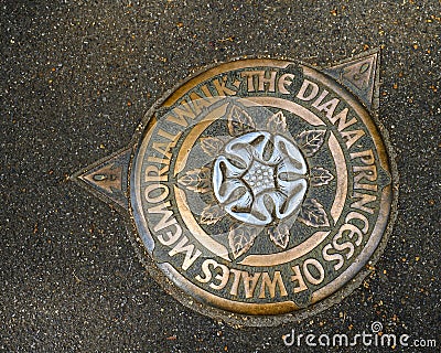 Princess Diana Memorial Walk plaque, London, England Stock Photo