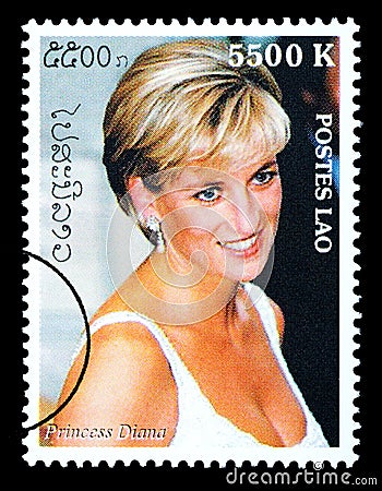 Princess Diana Postage Stamp Editorial Stock Photo