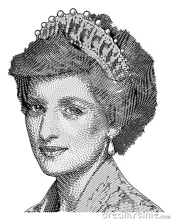 Princess Diana vector engraving Vector Illustration