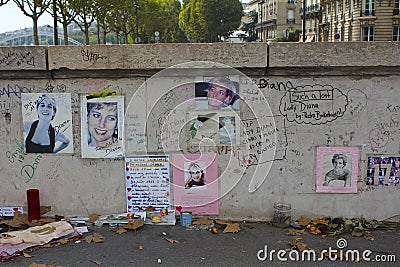 Princess Diana Wall Tribute, Paris Editorial Stock Photo