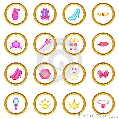 Princess doll icons circle Vector Illustration