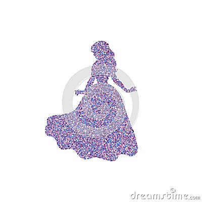 Princess with dust glitters. Vector Illustration