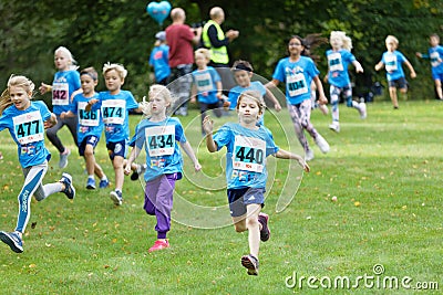 Princess Estelle and other kids running during the Generation PEP day in Hagaparken, to make kids be more physical active and more Editorial Stock Photo