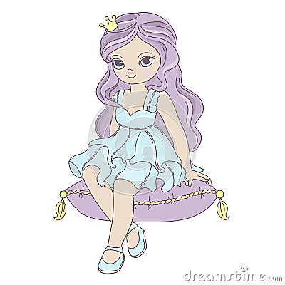 PRINCESS Fairy Tale Beautiful Girl Cartoon Vector Illustration Stock Photo