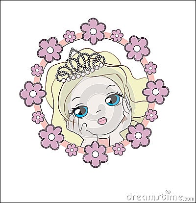 Princess in flower blonde Vector Illustration