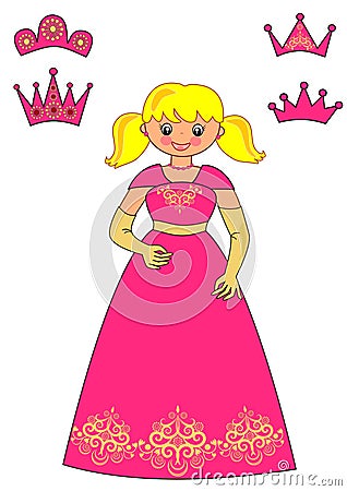 Princess Game for Kids Vector Illustration