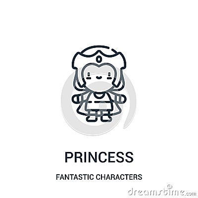 princess icon vector from fantastic characters collection. Thin line princess outline icon vector illustration Vector Illustration