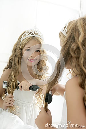 Princess little blond girl smiling Stock Photo